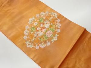 向かい鴛鴦に花唐草模様織出し名古屋帯